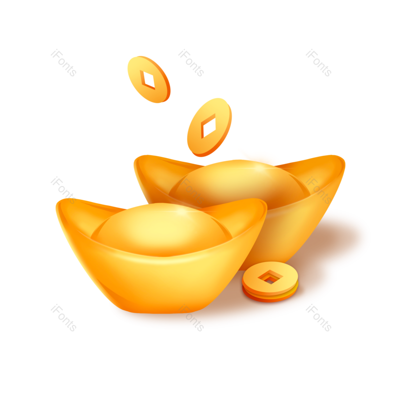 装饰图片,春节元素,质感PNG,元宝免抠素材